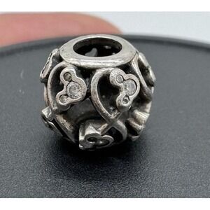 Disney Parks Pandora Mickey Mouse Openwork Hearts Sparkle Charm Sterling Silver